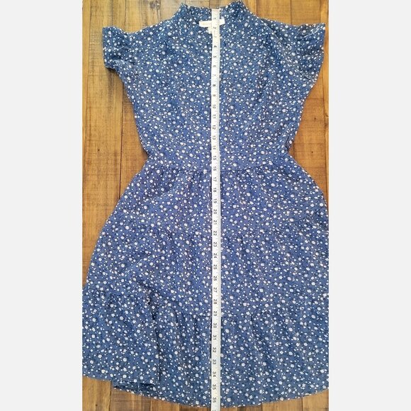 Monteau Blue and White Floral Cottagecore Dress - Medium - Picture 9 of 9